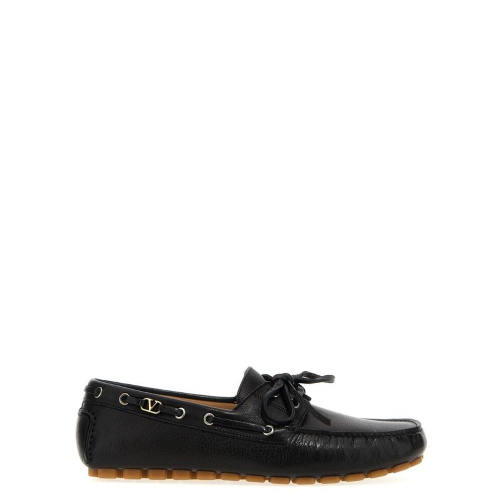 Valentino Garavani Black Buffalo Leather Slip-On Men's Loafers